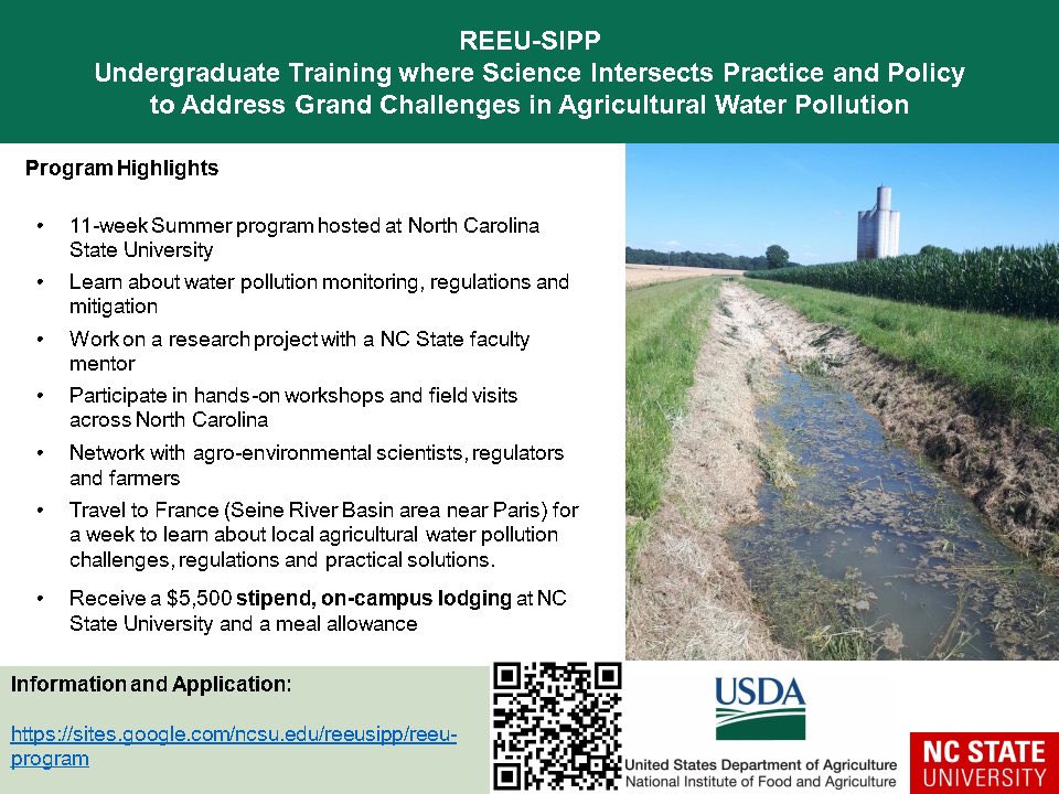 LingjuanL's tweet photo. @NCState_BAE lunched a new REEU-SIPP program led by @LucieGuertault and funded by @USDA_NIFA  #REEU 
#BAEProud #CALSProud #COEProud #GoPack https://t.co/I88s8RgVxG