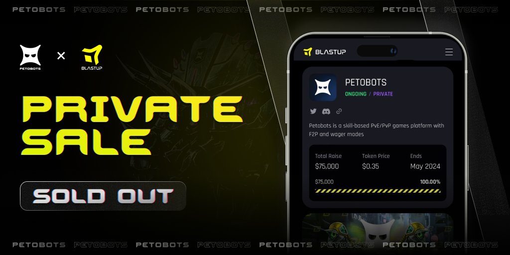 The first $PBOT private sale, on @Blastup_io, has successfully concluded and SOLD OUT!🎉

We want to express our gratitude for your participation and also thank the BlastUp team for the wonderful partnership!

If you missed it, don't worry—more opportunities are coming!👀