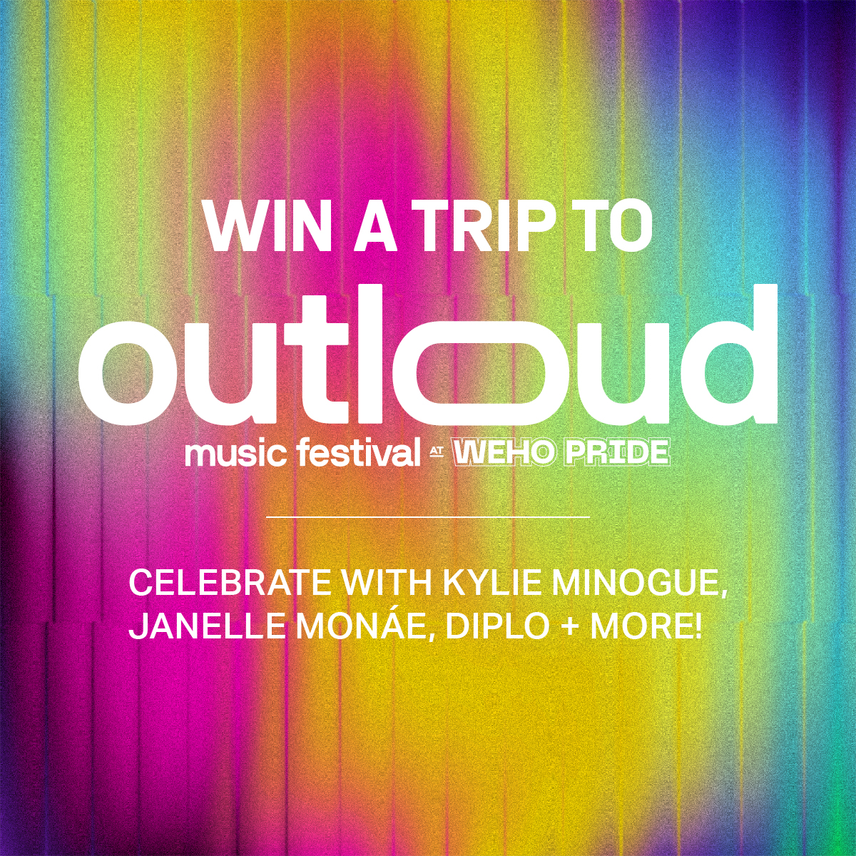 🌈ENTER TO WIN: the ultimate #Pride experience! Flyaway to @WeAre_OUTLOUD feat. @kylieminogue, @JanelleMonae, @diplo & more from 6/1-2. Prize: 2 VIP tix, $600 travel, & hotel stay courtesy of @westhollywood. 

t.dostuffmedia.com/t/c/s/143979