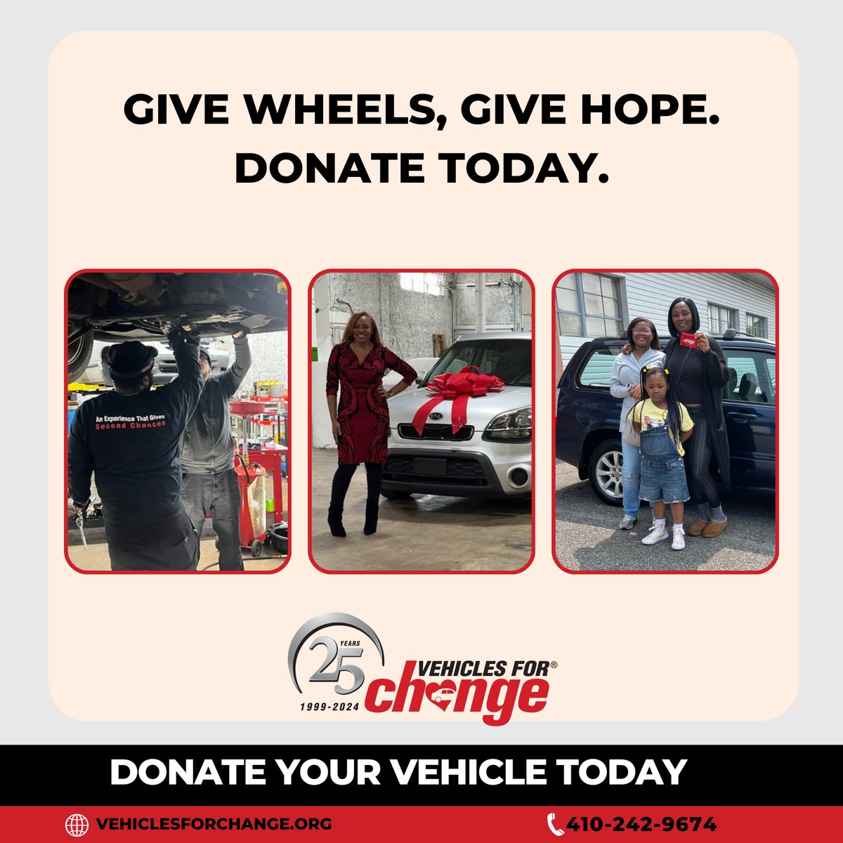 Vehicles4Change's tweet photo. Donating to VFC empowers individuals and families to achieve independence and build a brighter future.
Start your donation journey here https://t.co/VVm3wXkk99
#GiveHope#DonateYourCar #CommunityImpact #VehiclesForChange https://t.co/2zzHaT1w3n