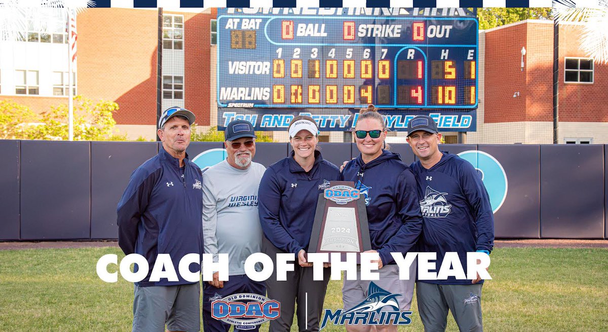Congratulations to Head Coach Brandon Elliott for being Named ODAC Coach Of The Year as well as his coaching staff Bri Burger, Jim Quinn, Chris Smith, and Jenna Wilson! #MarlinNation // #COTY // #ODAC