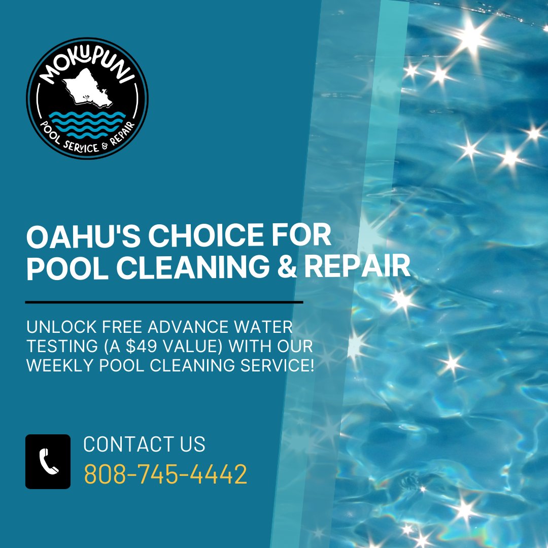 Unlock free advance water testing (a $49 value) with our Weekly #PoolCleaning Service!
.
.
#vibes #swimming #swimmingpool #poolandspa #pool #poolcleaners #poolmaintenance #poolcleaner #poolrepair #Honolulu #Oahu #MokupuniPools