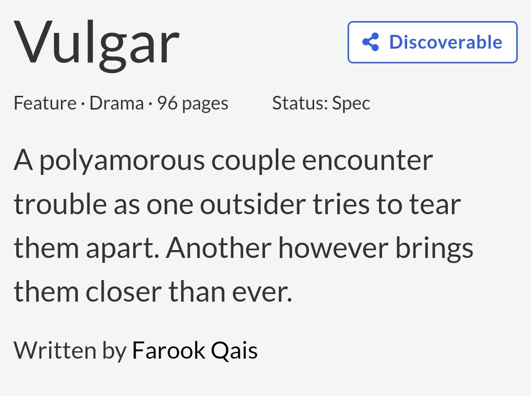 anyone who's a fan of #Challengers, ask me to read 'Vulgar.'

in fact, ask #Hollywood to make 'Vulgar.'

#Screenwriting #ScreenwritingTwitter #WritingCommunity #Film #Feature #Screenplay