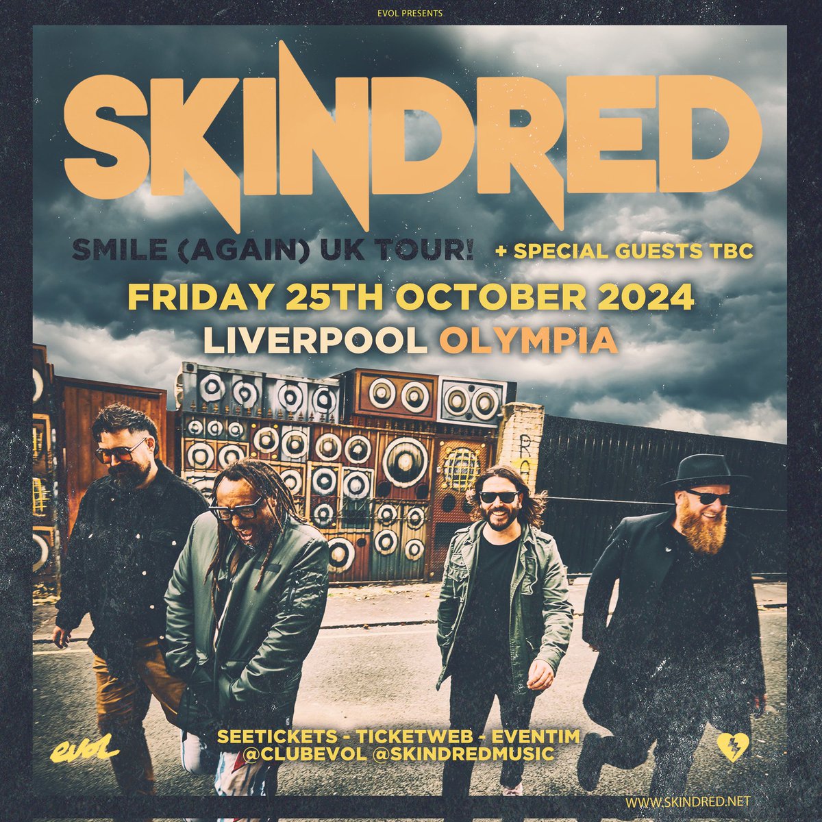 𝐒𝐄𝐋𝐋𝐈𝐍𝐆 𝐅𝐀𝐒𝐓 Over 25 years and eight studio albums in, one of the UK's most exciting live acts, @MOBOAwards-winning @Skindredmusic return to the Liverpool live stage, Friday October 25th @LpoolOlympia! Tickets selling fast! Bust a move! 👇 seetickets.com/event/skindred…