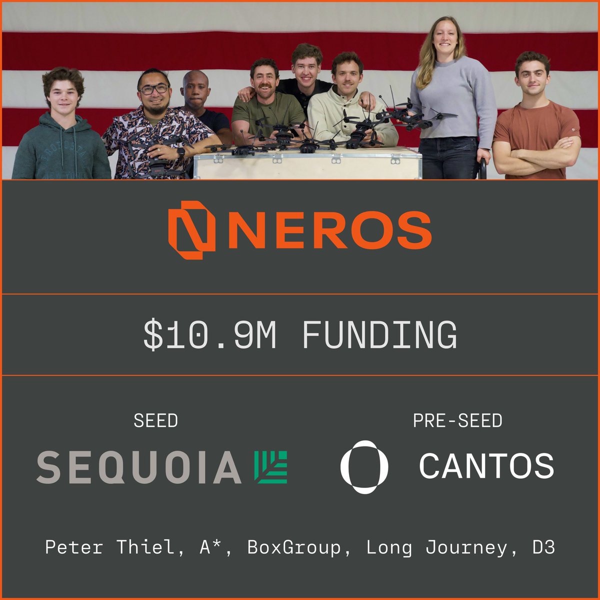 Soren Monroe-Anderson (@soren_ma) on Twitter photo Thrilled to officially announce a $10.9M pre-seed (<a href="/cantos/">Cantos</a>) + seed (<a href="/sequoia/">Sequoia Capital</a>) for <a href="/neros_tech/">Neros Technologies</a>!
More about what we’re up to 👇 Thrilled to officially announce a $10.9M pre-seed (<a href="/cantos/">Cantos</a>) + seed (<a href="/sequoia/">Sequoia Capital</a>) for <a href="/neros_tech/">Neros Technologies</a>!
More about what we’re up to 👇