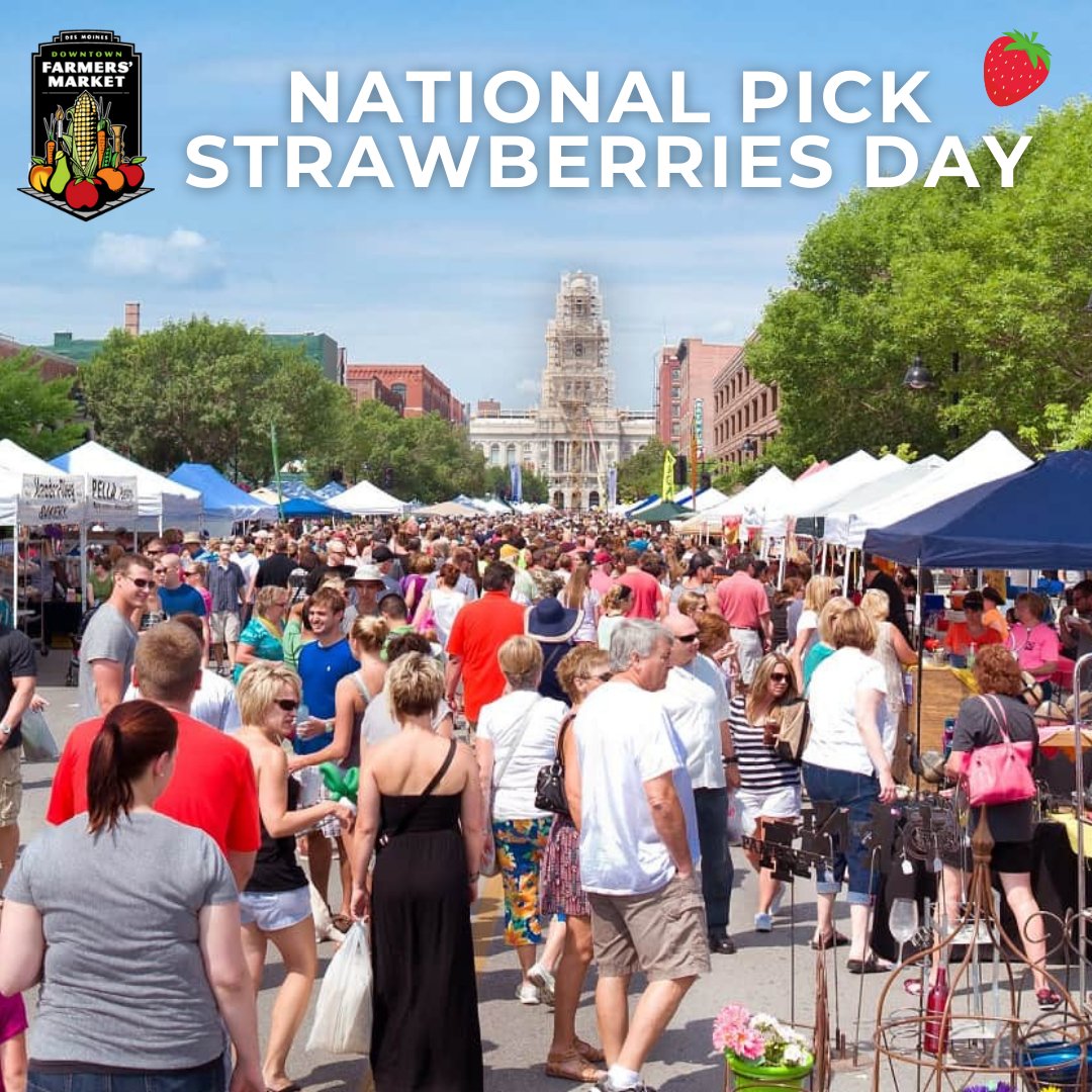 Get ready to pick perfection on National Pick Strawberries Day! 

Head down to the Downtown Farmers Market for the freshest berries in the city. It's a juicy celebration you won't want to miss!

 #downtownDSM #DSMUSA #chamberofcommerce #dtchamber