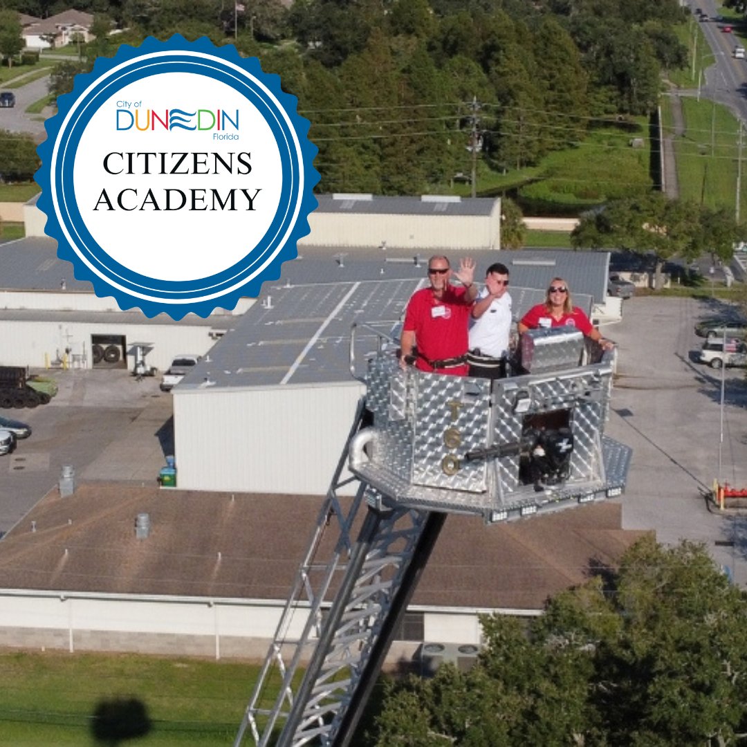 Dunedin Citizens Academy offers a 9-week course (Aug 20 - Oct 22) for residents to learn about local government and city services through activities and lectures. Apply by June 14. Register here: loom.ly/OCIVnpI