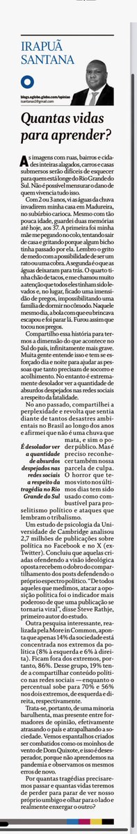 Vemos espantalhos criados ser combatidos c os moinhos de vento de Dom Quixote, e isso é desesperador, pq não aprendemos n pandemia observamos os mesmos erros de novo. Por qtas tragédias precisaremos passar e qtas vidas teremos de perder p parar ver nosso próprio umbigo @isantanax