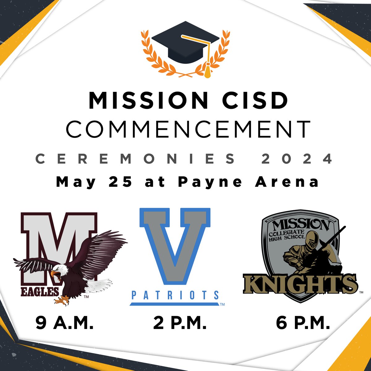🎓 The countdown officially begins! Mission CISD is gearing up for our upcoming graduation ceremonies, set to take place on May 25th at the Payne Arena! For more details, read more here: mcisd.net/apps/news/arti…