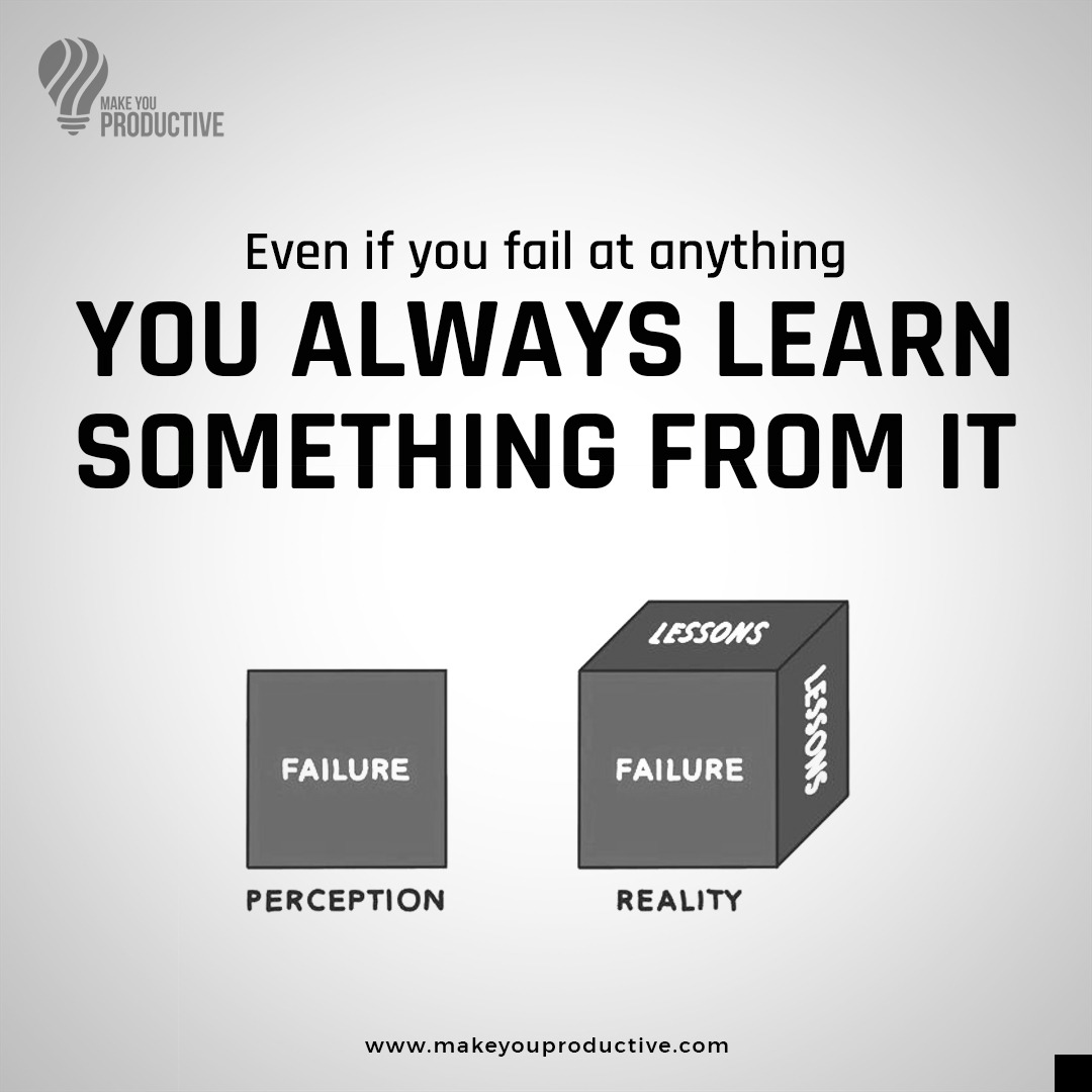 Failure is a lesson in disguise. Embrace it, learn from it, and grow stronger. Each setback is an opportunity to gain wisdom and resilience on the journey to success. #MakeYouProductive #productivity #FailureIsLesson #EmbraceSetbacks #LearnAndGrow #ResilienceJourney