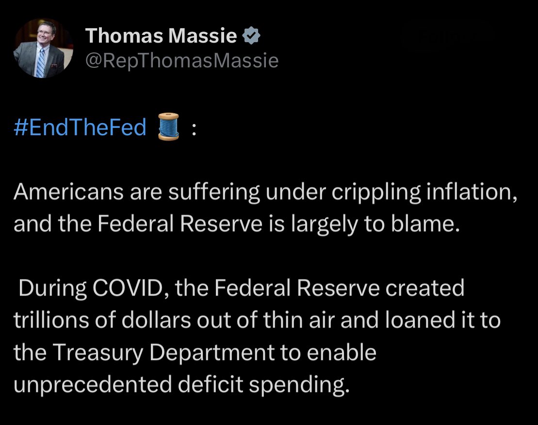 A sitting representative just co-sponsored a bill to #EndTheFed. 🤯 It’s time for sound monetary policy. #BTC