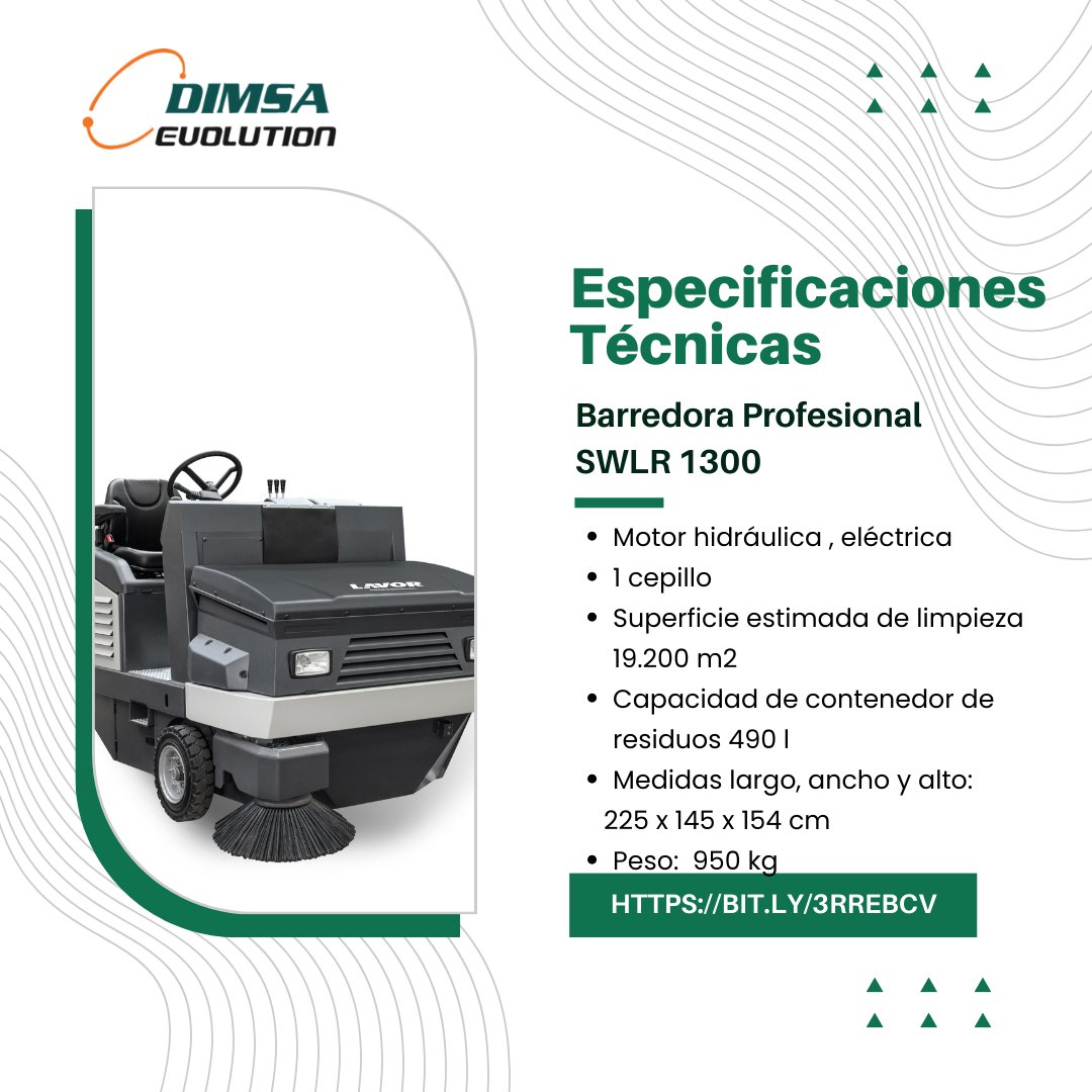 ¿Conoces la Barredora SWLR 1300 de la marca Lavor? una gran solución de limpieza para grandes espacios como escuelas, centros comerciales, clubes, parques, etc. Contáctanos para mayor información 📷55 8190 8666#dimsaevolution #barredoraindustrial #lavor #solucionesdelimpieza