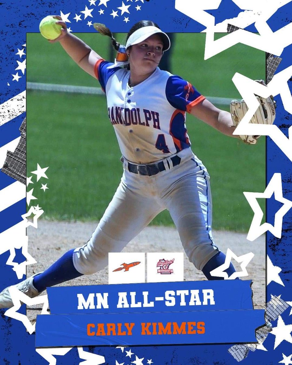Congratulations to Carly Kimmes for being selected as a 2024 MN All-Star! 22 seniors from each class are chosen for this honor. Carly will play in the All-Star game on Sunday, June 9th, at Caswell Park in North Mankato. Congrats, Carly! We are so proud of you 🚀