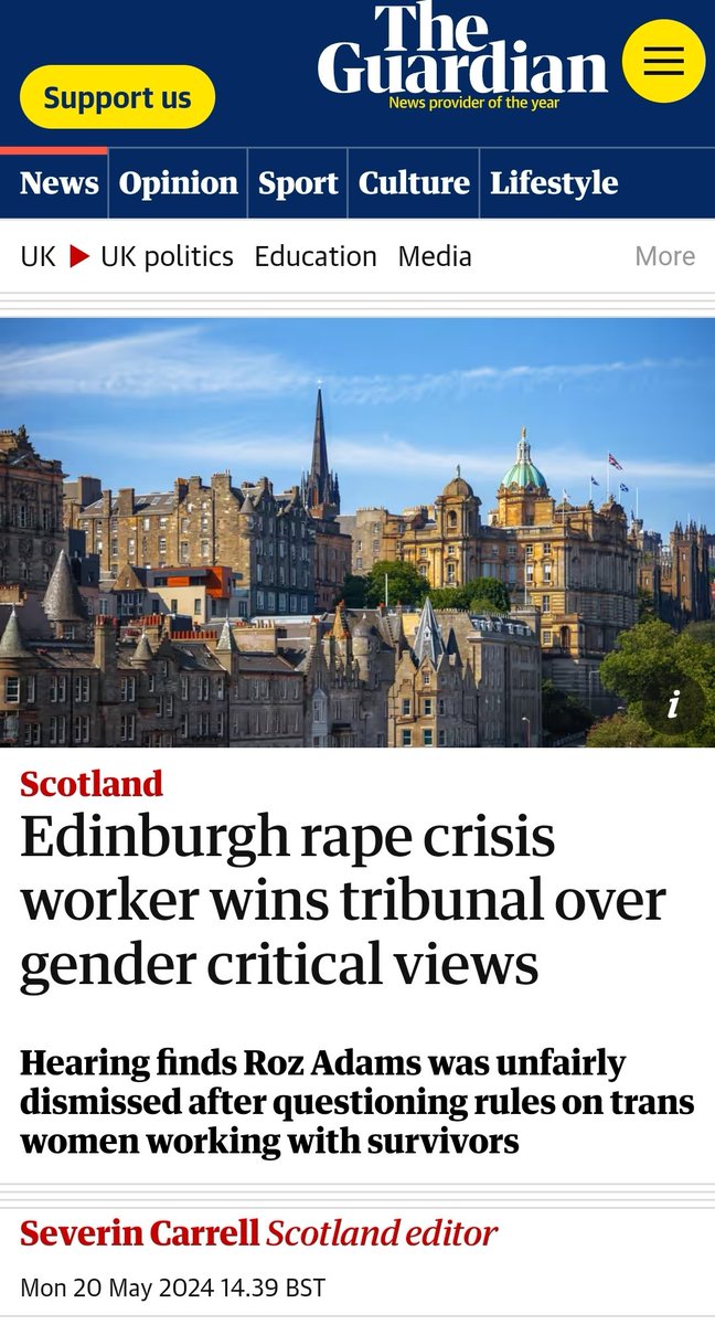Guardian in defiance of its own ideological bent. 'Investigations amounted to a “heresy hunt” because “she did not fully subscribe to gender ideology which they did & they wished to promote in organisation.. an act of harassment on basis of her belief.”' theguardian.com/uk-news/articl…