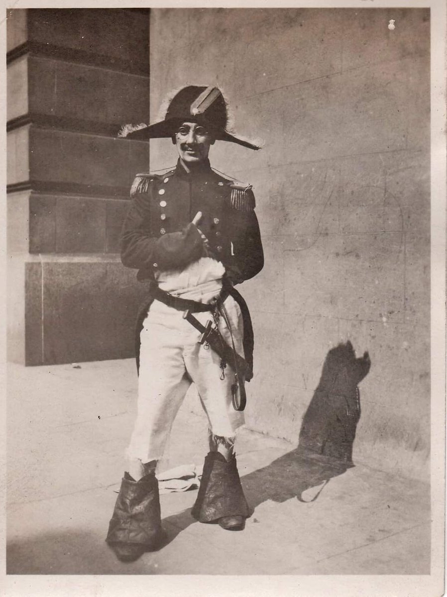 100 years ago today The Marx Brothers debuted on Broadway in 'I'll Say She Is.' Here 33 year-old Groucho is clad as Napoleon outside Philadelphia's Walnut Street Theatre where they played just prior to New York. The 1924 photo is rare and may be the only existing print.