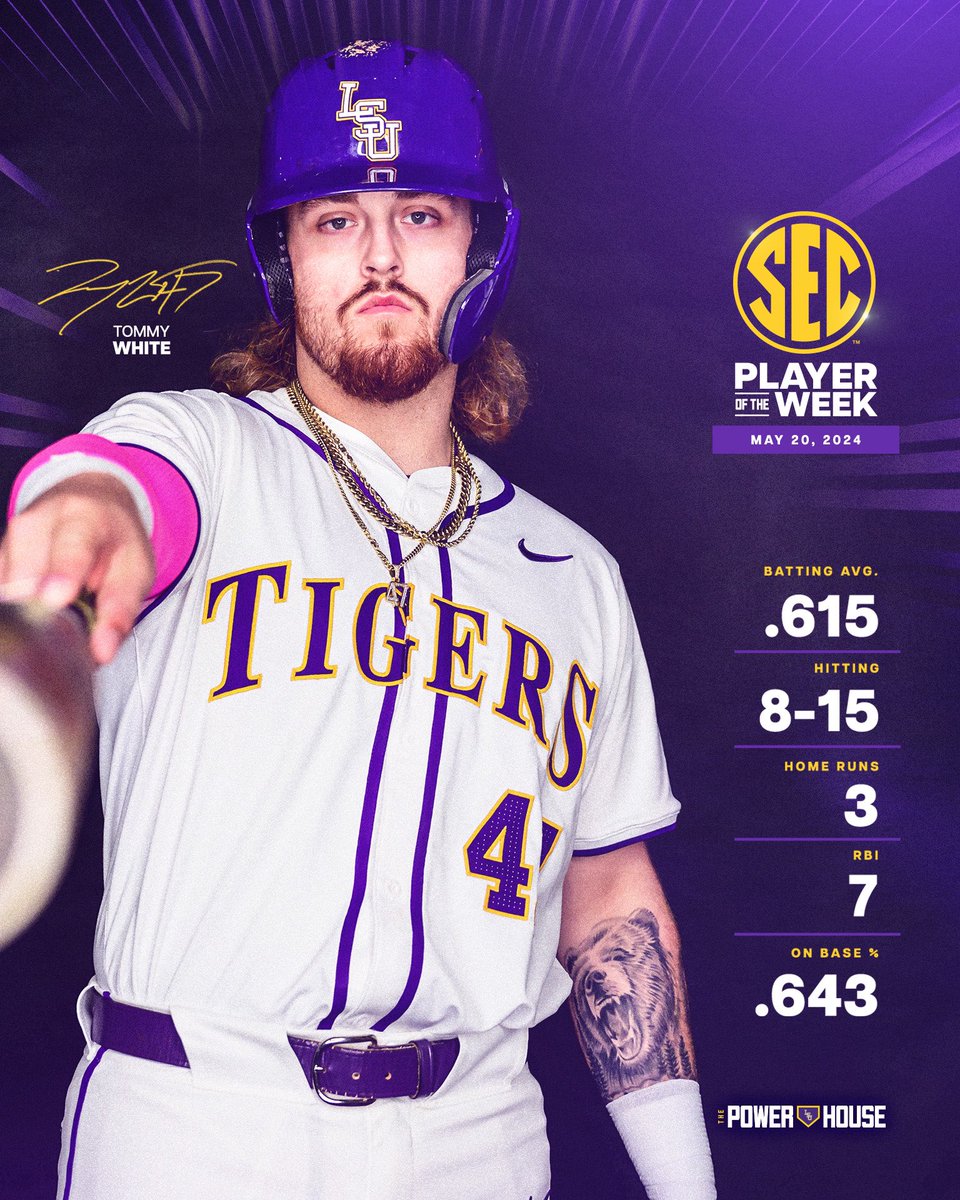 Don’t Worry About A Thing @tommywhite44 is your SEC Player of the Week