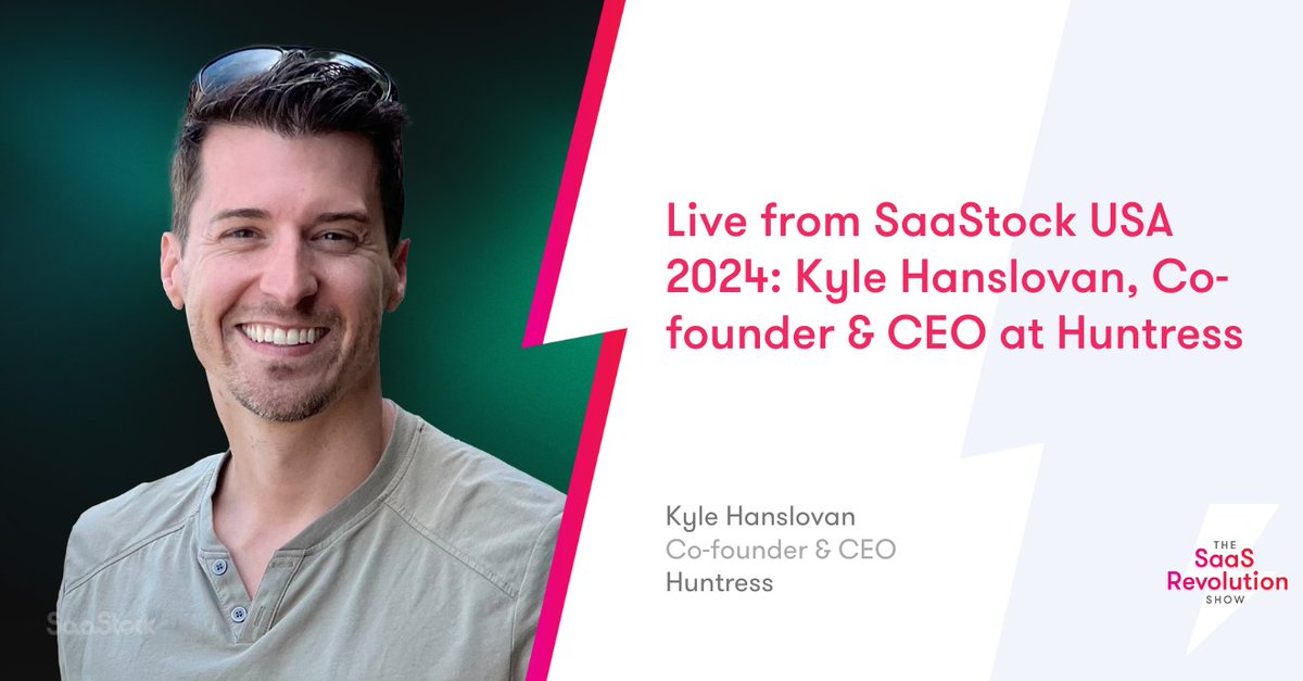 Live from the #SaaStockUSA #podcast stage: @KyleHanslovan, co-founder & CEO at @HuntressLabs! 🎙️ Check it out buff.ly/4bOCI8J #SaaS #growth #differentiated #niche #ARR #channelpartners