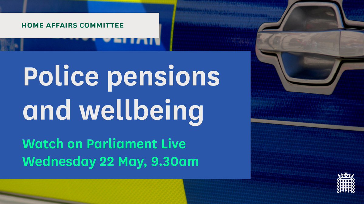 On Wednesday at 9.30am we're examining police pensions and wellbeing👇 Here are the organisations of people talking to us: Police Pensions Q&A Facebook Group, @PoliceChiefs, XPS Administration @PFEW_HQ, @Cambridge_Uni, National Police Wellbeing Service committees.parliament.uk/event/21221/fo…