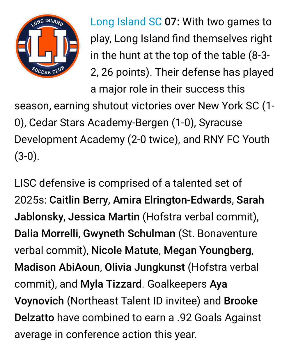 NMatute2025's tweet image. So thankful to be recognized by @TheSoccerWire! We take pride in creating a solid defensive line💪 PDA Showcase coming up this weekend very excited!

#Classof2025 @LISoccerClub @GAcademyLeague #NewsdayTop100⚽️ #AllCounty #AllState #NationalHonorSociety

@TopPreps @ImYouthSoccer