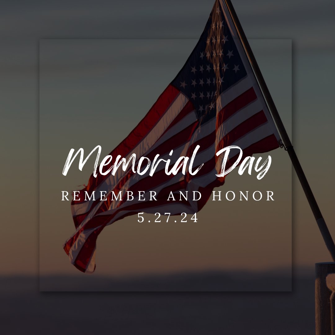 Happy Memorial Day, and thank you to those who have made the ultimate sacrifice 🇺🇸

In observence of Memorial Day, all locations will be closed Monday, May 27.