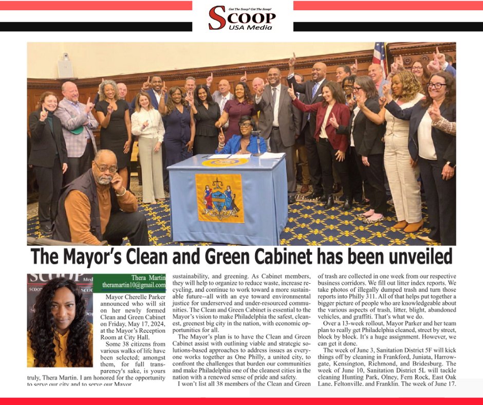 The Mayor’s Clean and Green Cabinet has been unveiled.
Read: scoopusa-pa.newsmemory.com/?publink=09cbd…
.
.
.
.
.
#blackmedia #localnews #community #scoop #news #africanamericans #philadelphia #scoopusamedia #philly #scoopusa #subscribe