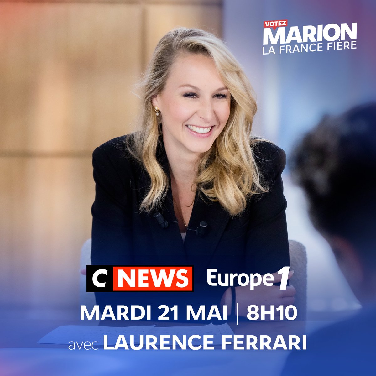 📺 Je vous donne rendez-vous ce mardi 21 mai à 8h10 sur CNEWS et Europe 1 dans #LaGrandeITW de @LaurenceFerrari. À demain matin ! 👋🏼