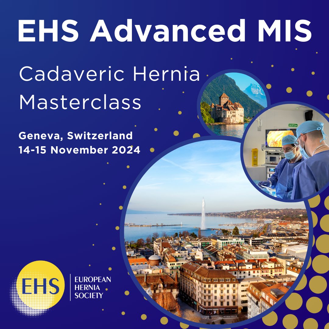 📣 EHS Advanced MIS Cadaveric Hernia Masterclass #HerniaCourse in Geneve - Registration OPEN!

➡️ bit.ly/3ULCDf3

#HerniaSurgery #AWSurgery #HerniaFriends #IamEHS