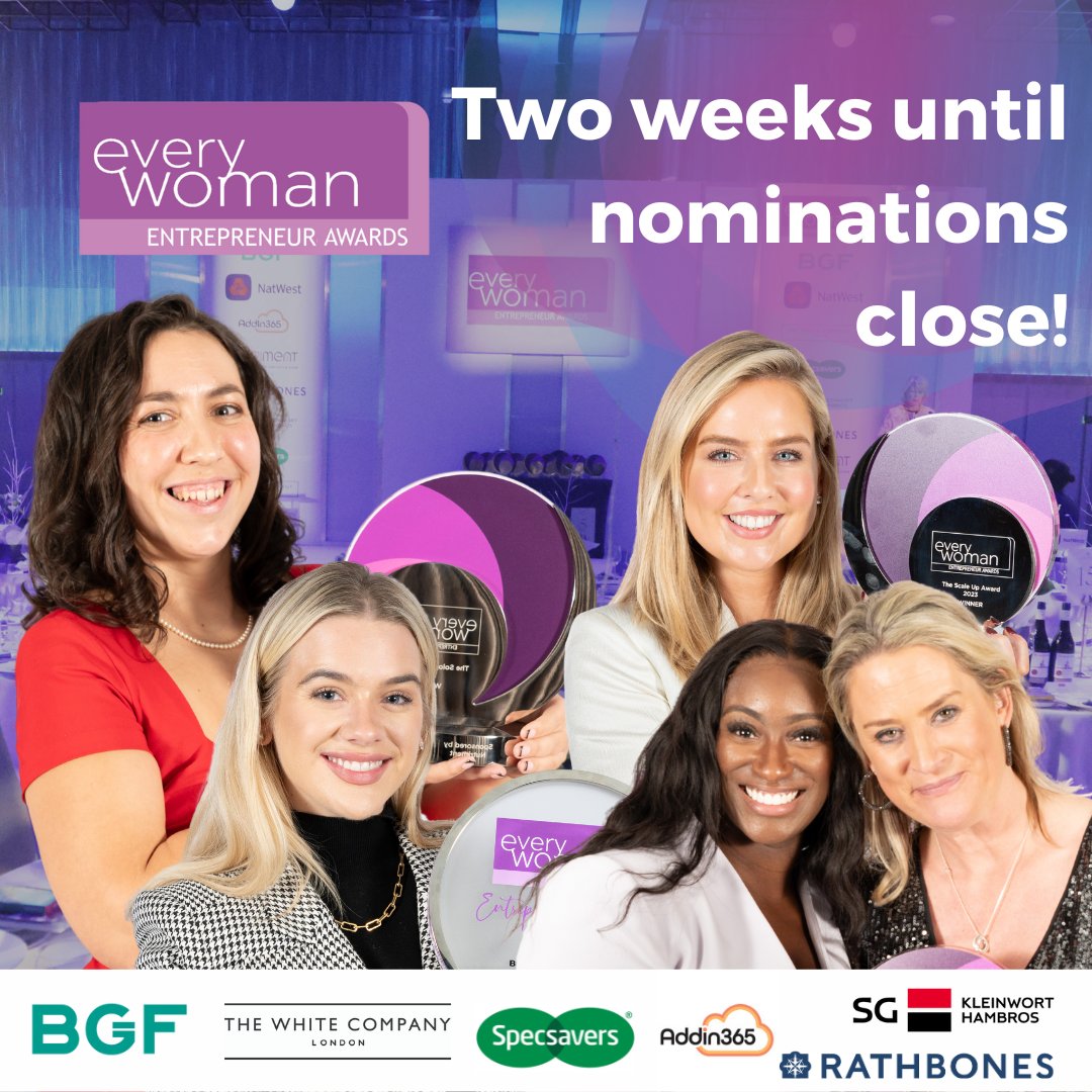 🗓️ Only 2 WEEKS LEFT! 🗓️

Noms for the #ewEntrepreneurAwards close soon! 
🏆 Gain industry recognition
🏆 Inspire future female entrepreneurs
🏆 Elevate your profile
🏆 Enhance professional credentials

Don't miss this chance to showcase your achievements: bit.ly/4avoQim