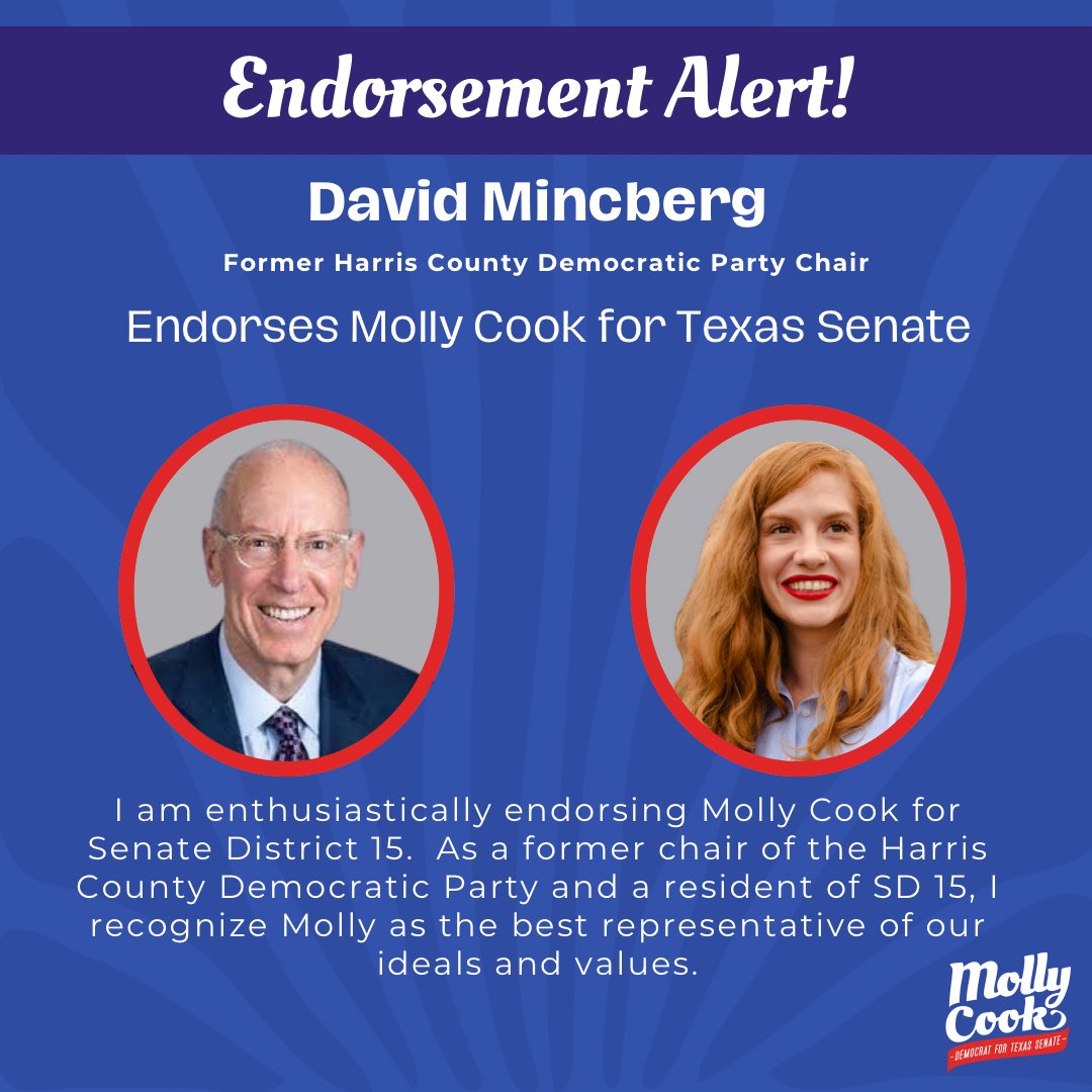 MollyforTexas's tweet photo. Thank you for your support and endorsement, David! We are running hard all the way to the finish. Early voting started today, see y’all at the polls! https://t.co/YPKEqQkMQK