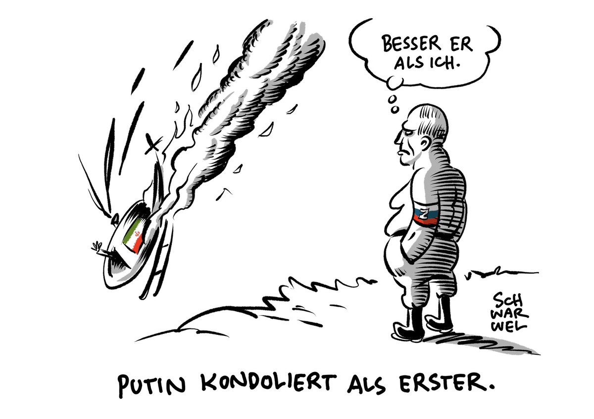 „Iranische Staatschef bei Hubschrauber-Absturz getötet: Putin würdigt Raisi als „herausragenden Politiker““ #raisi #iran #putin #schwarwel