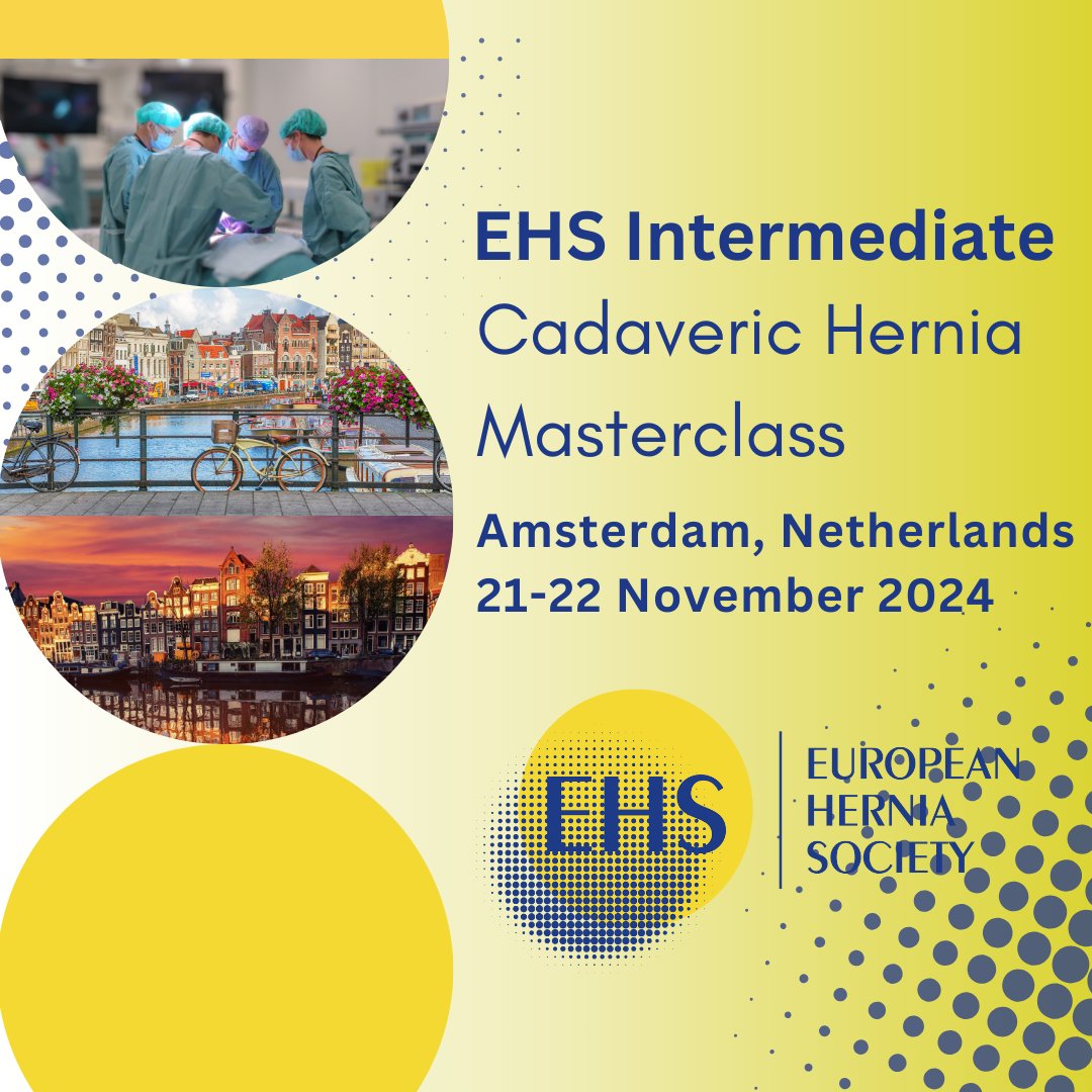 📣 EHS Intermadiate Cadaveric Hernia Masterclass #HerniaCourse in Amsterdam - Registration OPEN!

➡️ bit.ly/3UQSXLH

#HerniaSurgery #AWSurgery #HerniaFriends #IamEHS
