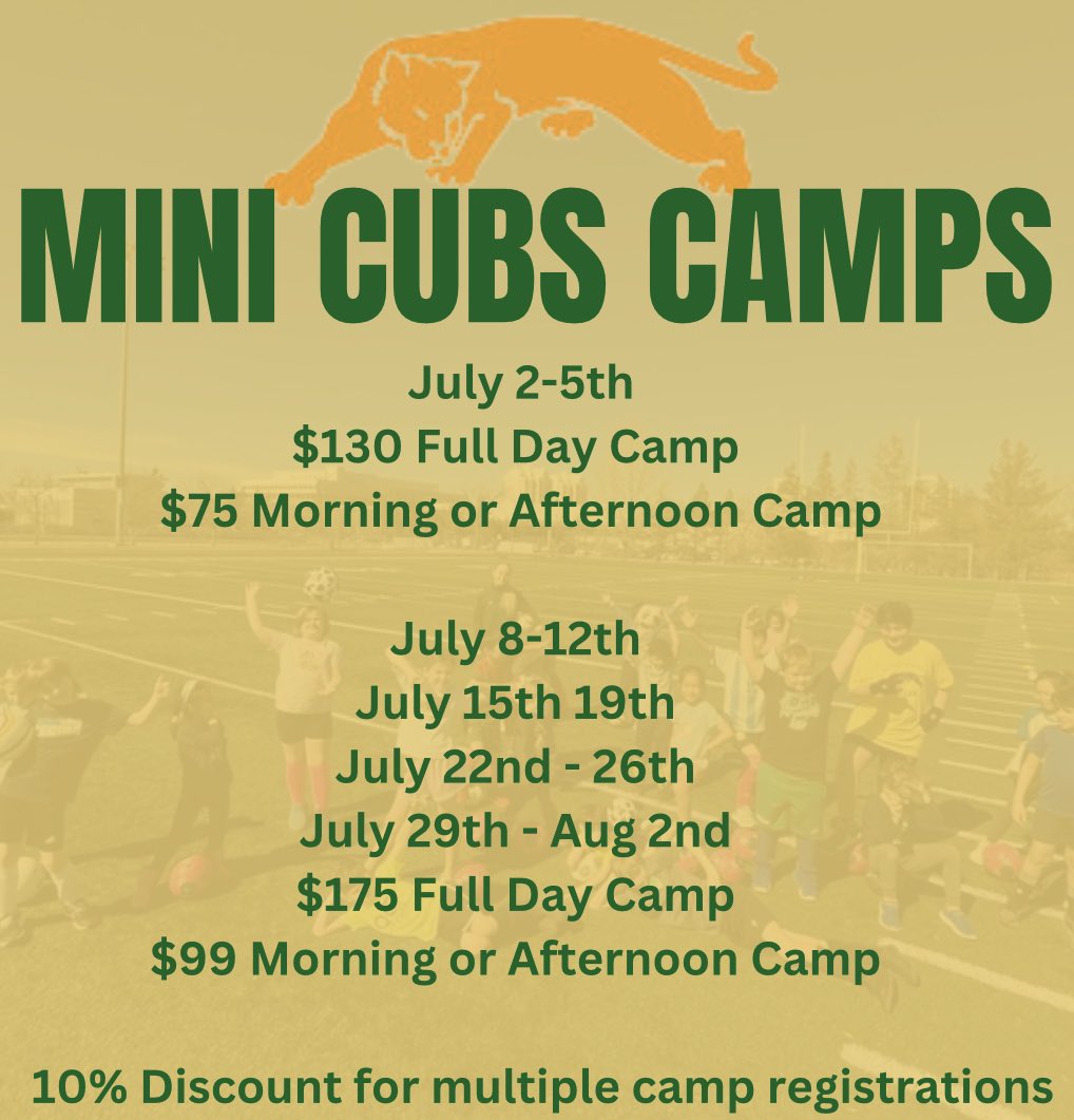 ⚽️☀️Looking for some summer soccer fun? Join us this summer for our Mini Cubs Summer Camps for kids 4-14.  This camp is for anyone who is interested in having some FUN, improving their current skills and looking to learn more about soccer!
anc.ca.apm.activecommunities.com/uregina/activi…