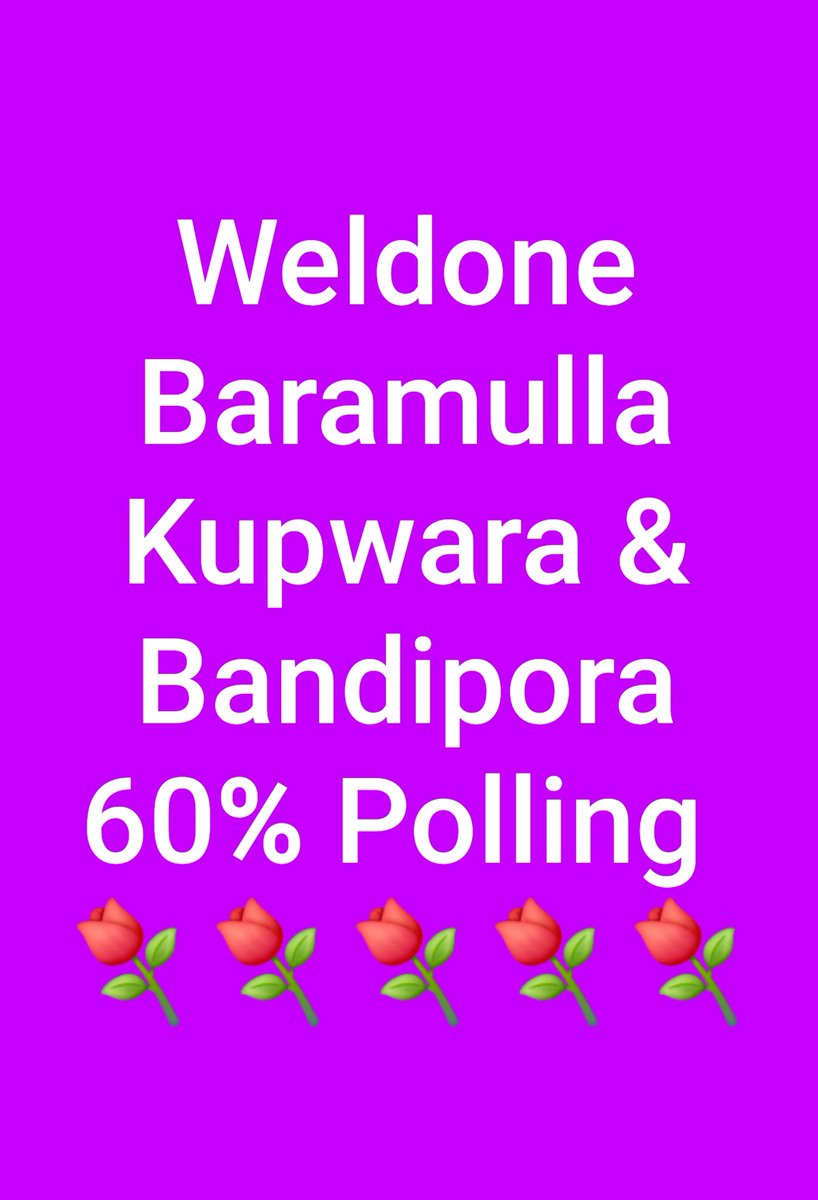 North Kashmir (Baramulla Parliament Constituency) highest ever Polling 60% Weldone North Kashmir ⚘️⚘️⚘️⚘️⚘️⚘️⚘️