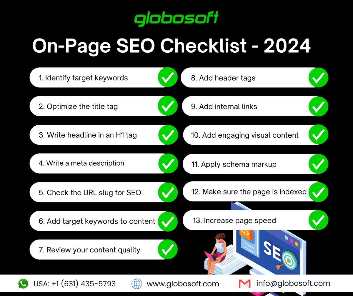 Want to make your page rank higher on Google?

Our on-page SEO checklist is your ultimate companion for success.

Contact us today and watch your rankings soar!

globosoft.com/services/seo-s…

#SEO #OnPageSEO #DigitalMarketing #SEOChecklist #RankHigher #SEOServices #SEOAgency