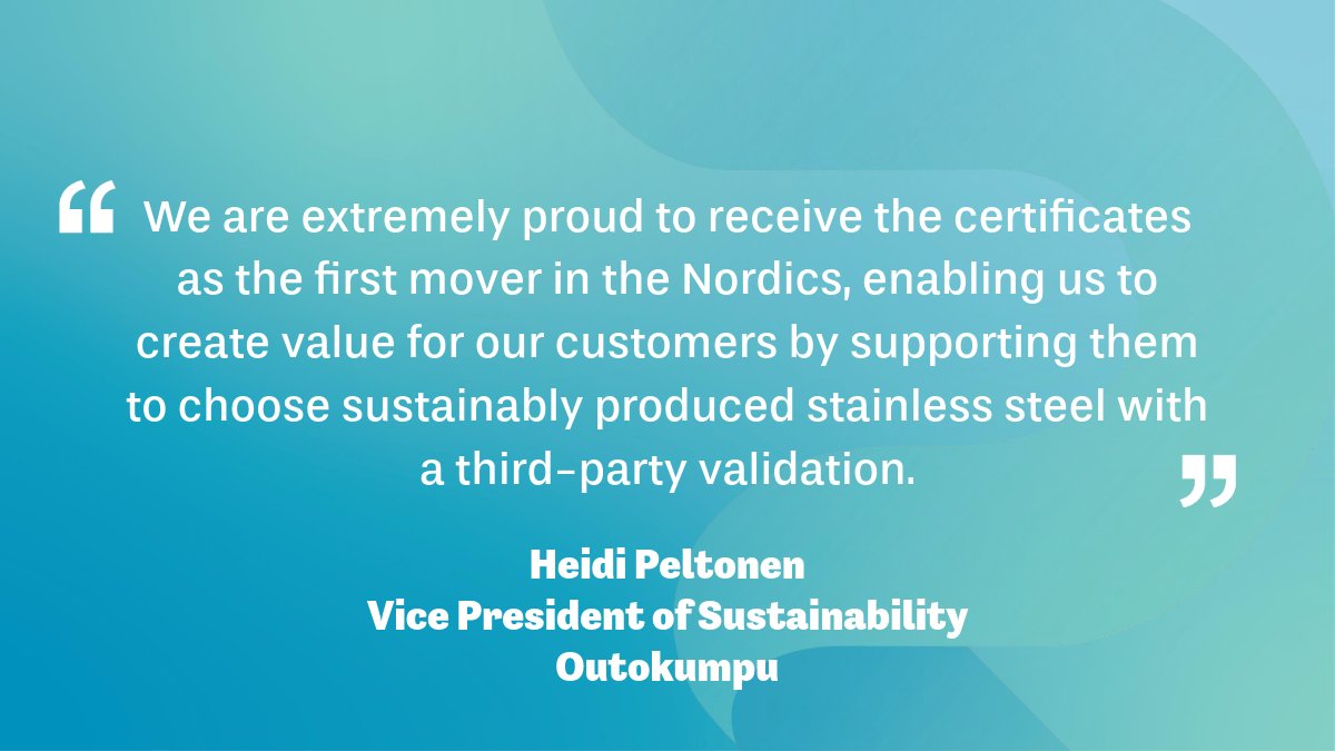@Outokumpu @DNV_Group The newly certified sites are spread across Germany, Finland and Sweden making Outokumpu the first to obtain certification in the latter two countries as well as the first in the Nordic region more broadly. Congratulations @Outokumpu!