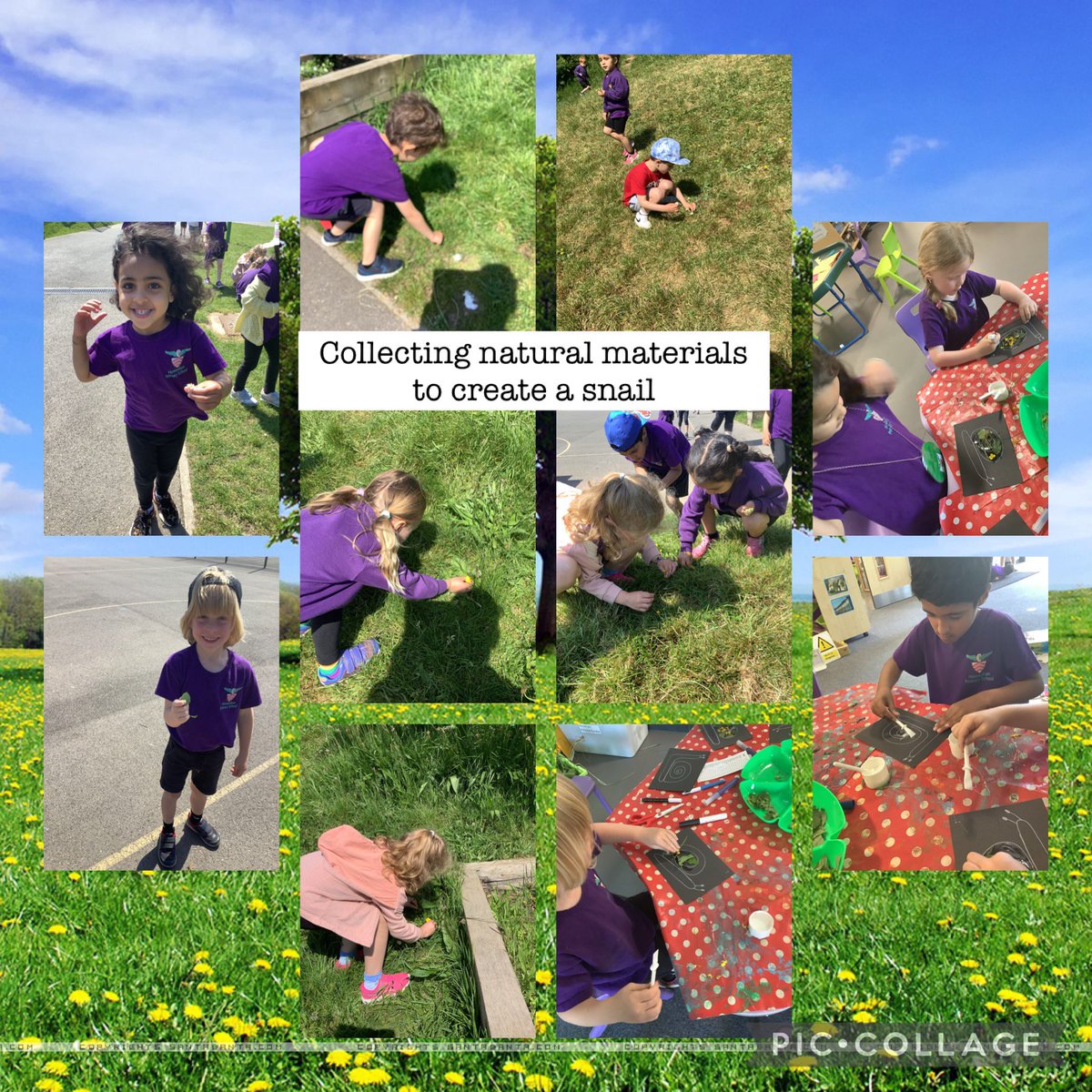 🌿🌻 We took our learning outside today, we had to collect different natural materials to create our own Henri Matisse piece of art work ‘The Snail’. 🐌🌻🌿 @CSCJES #outdoorlearning