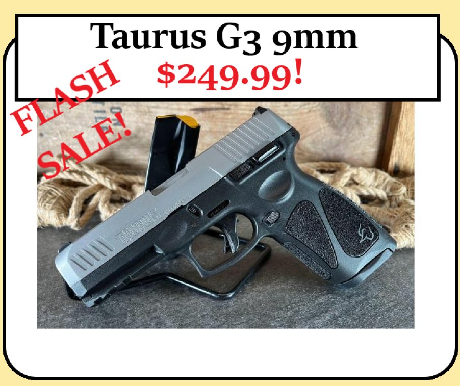 harveyspistols's tweet photo. $38 Lays It Away! Taurus G3 9mm - Flash Sale 05/20/24

Only While Supplies Last!!  $249.99 for a Taurus G3 9mm Stainless!  This pistol arrives with two 15 round magazines.

Remember our Marriage-Saver (TM) 10% Down, 10-payment Layaway Plan is available for $10 additional!  We will ship this pistol to your local dealer for $35.00!

See more details at the link:   https://t.co/jMep02FiLo

Call us at 865.851.6100 or email your request at harveysauctions@fastmail.com before they're gone...  or just Come See Us!  Thanks for your business and good luck!  :D  ~Harvey

Please like and share our X (formerly Twitter) post of this promo for a chance at winning our weekly gun giveaway!  Thanks!

Harvey's Pistol & Pawn is a licensed dealer in Knoxville, TN (# 1-62-093-02-5K-07419 Expire Date October 1, 2025). All firearms bidders must be 21 years of age or older and must not be a prohibited person according to the ATF.