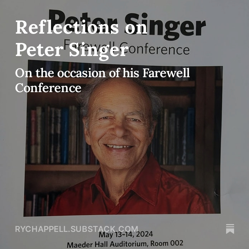 New blog post (link in bio) covers: * Peter Singer's greatest contributions * Where we disagree * A personal note of appreciation * Reflections on the lamentable disconnect between academic incentives and socially valuable research.
