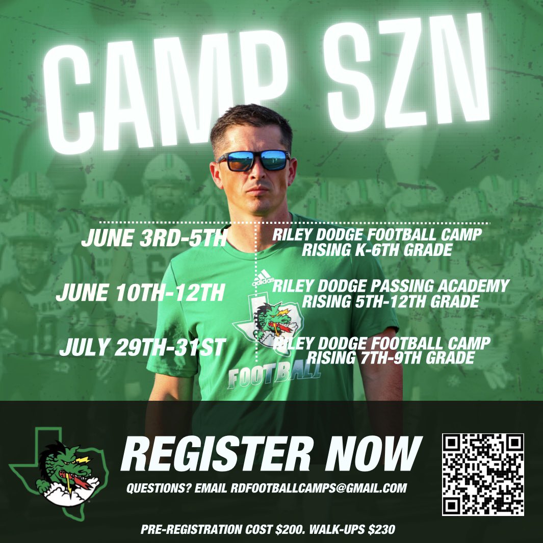 We are 2 weeks away from our first camp of the summer! K-6th graders get signed up and be ready to get after it! We are pumped to see y’all there! @coachrdodge