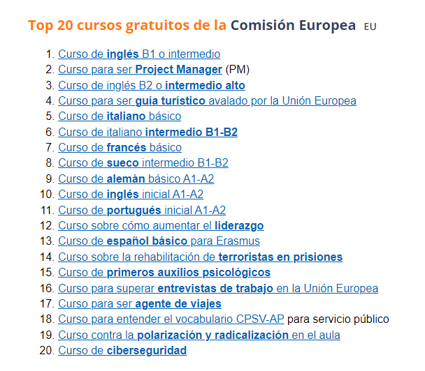 AprenderG's tweet photo. Nuevos cursos gratuitos de la Unión Europea 🇪🇺

Además:

+ Oferta de empleo para Contable
+ 🎁 Regalos por el Aniversario de https://t.co/YJSrfoWSOn

Comenta si te interesa y te paso toda la información 👇👇👇 https://t.co/Z8lEls1EcJ