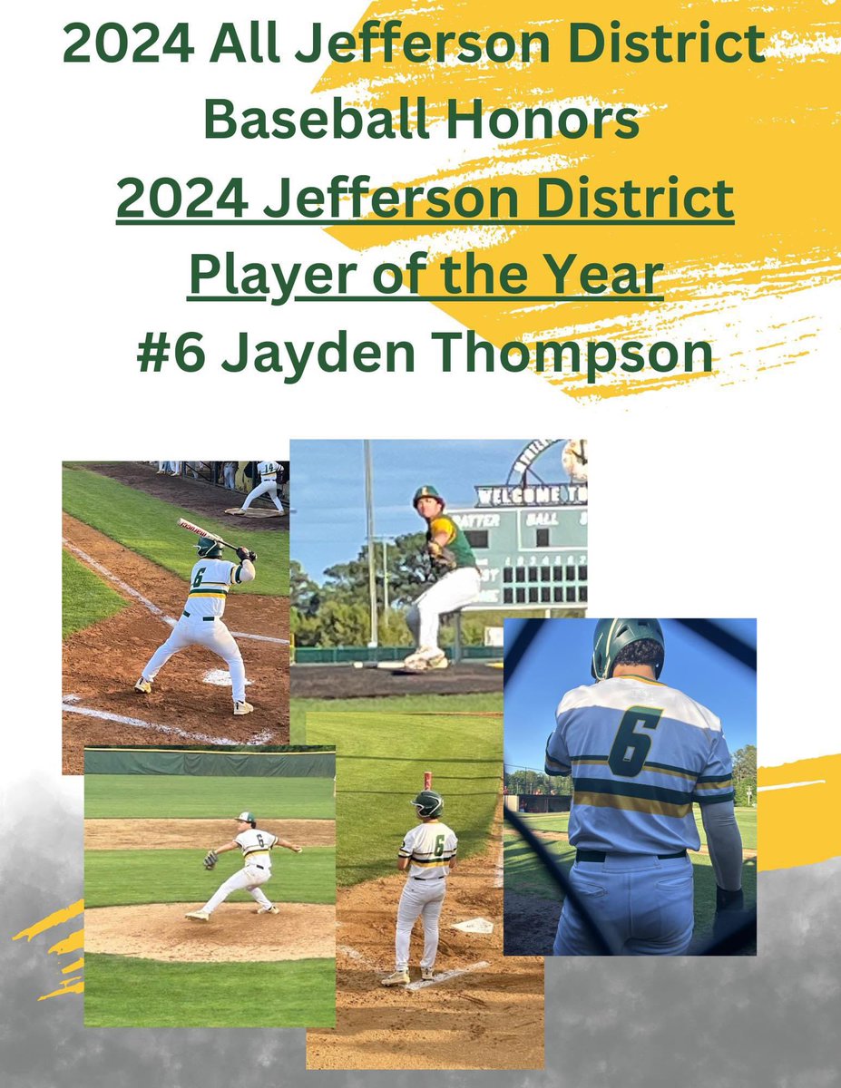jay6thompson's tweet photo. Blessed to be named Jefferson District Player of the year. Thank you to my teammates for always having my back. Season isn’t over yet we still have work to do. @Louisa_Baseball @SoxHype @EliteSquadVA @SquadUpESV @ksallday19 https://t.co/dIf33XC2mw