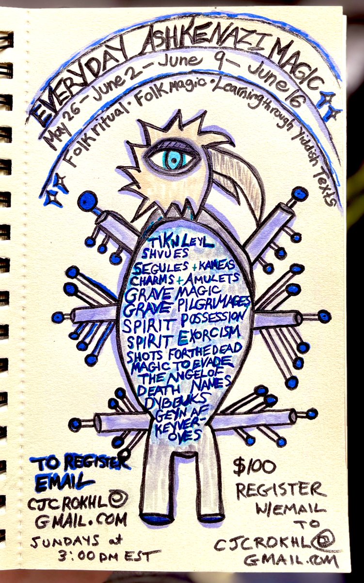 "Everyday Ashkenazi Magic Through Yiddish Texts" starting this Sunday at 3:00pm EST. ✨Four Sunday sessions. ✨In English. ✨Yiddish texts with English translations. ✨All levels welcome. Email me to register cjcrokhl at gmail dot com ✨ $100