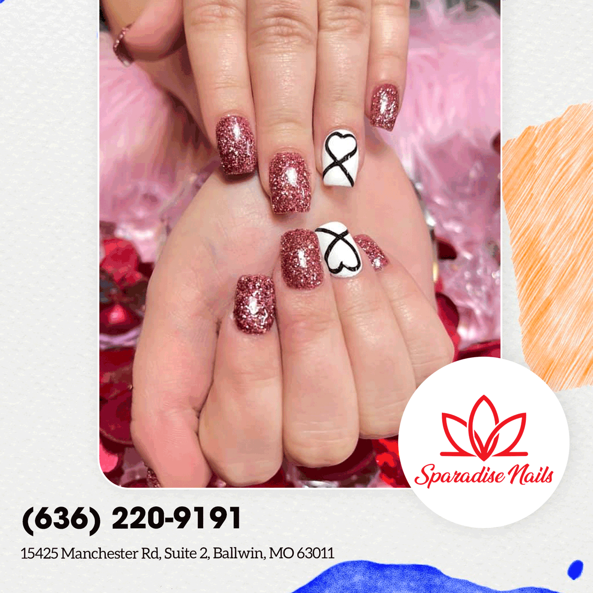 All the glitters with a touch of love! Loving these sparkle nails with heart accents.💖🪞

*Booking Online: lk.macmarketing.us/SparadiseNails…

#sparadisenails #nailsalon #nails #nailart #nailsalonballwin #naildesign #spa