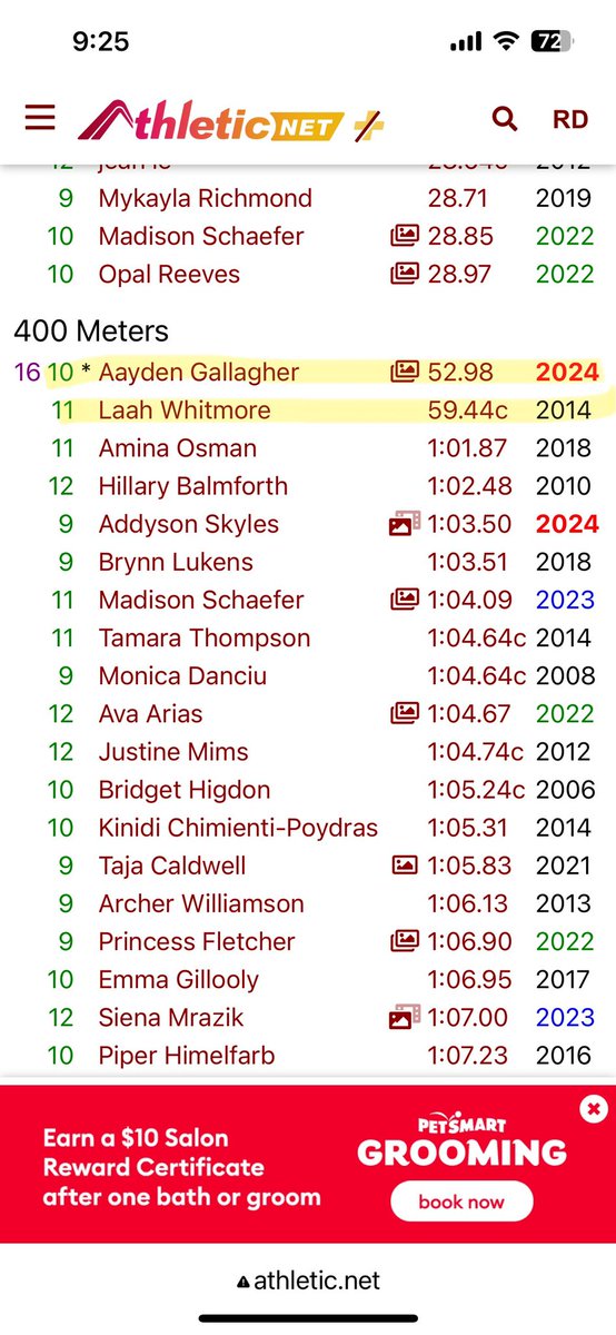 If you don’t think men are erasing women, guess again… These are the school records for McDaniel High School. Male runner, Aayden Gallagher, is now listed as the record holder for the GIRLS 200 and 400. Look at his time compared to the previous record times… He is SECONDS