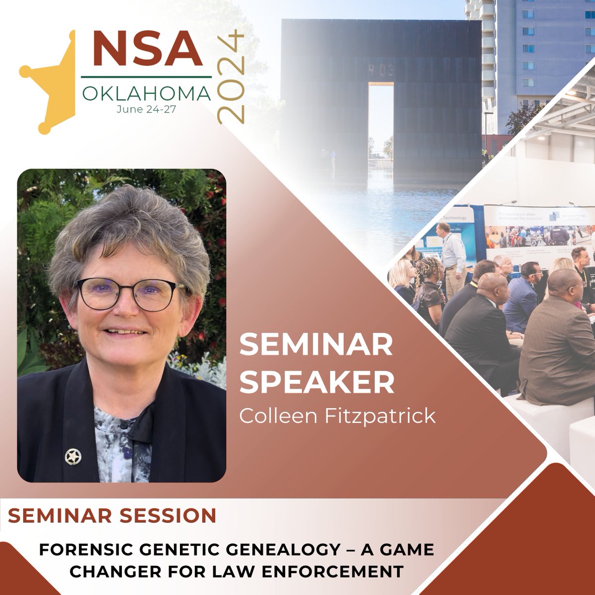 NSA 2024 Annual Conference Speaker Spotlight! #Sheriffs2024 Today we shine a light on Colleen Fitzpatrick, President, Identifinders International. Forensic Genetic Genealogy (FGG) has emerged as a game-changer for resolving cold cases, sometimes decade old. Since it was first