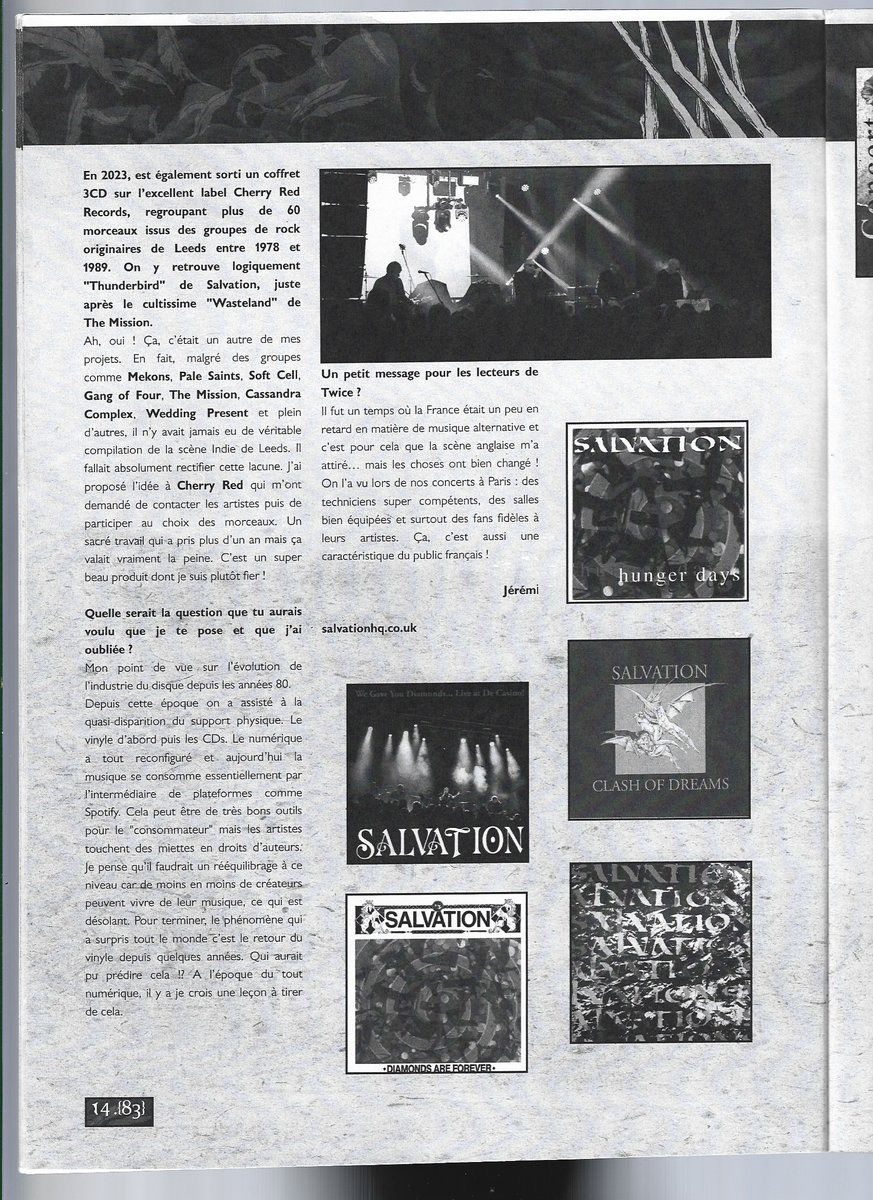 SALVATION_HQ's tweet photo. Great article about SALVATION + interview in French magazine 'Twice' - written by Jeremi Sauvage! https://t.co/cUuXmYFihs