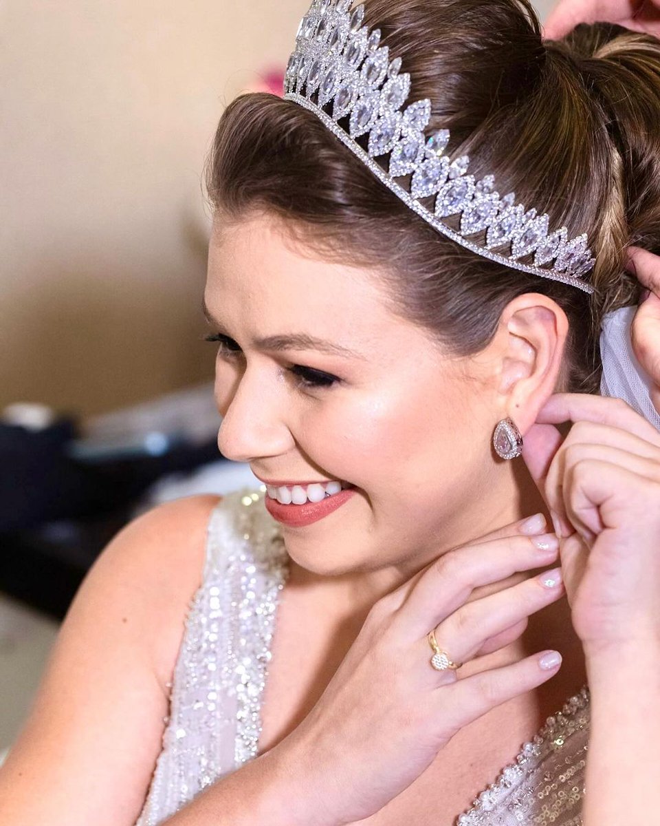 What accessories are you planning on wearing for your big day? Our bride wears a beautiful tiara to compliment her princess look with her Forever wedding gown. #wedding #bridallook #weddings #bridetobe #fashion #style