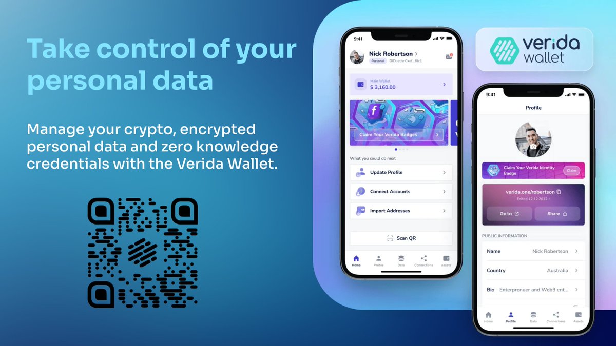 📢 Verida Wallet: Your Gateway to Secure, Private Data Management 🚀 🌟  Verida Wallet is more than just a crypto wallet. It offers a comprehensive  solution for managing digital identities, personal data,