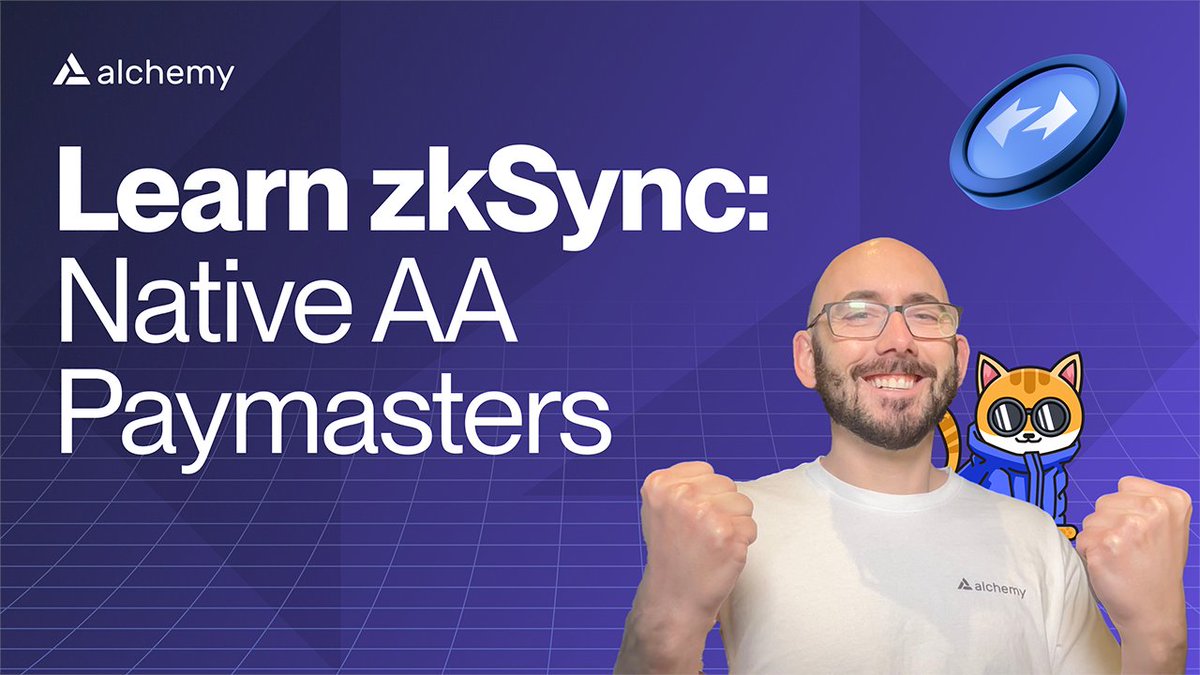 AlchemyLearn's tweet photo. Learn how paymasters work on zkSync 💰

A video will drop every week for the next few weeks to help devs start building on zkSync. 💧

Youtube link in thread 🧵 👇 📺 https://t.co/3XNQzy9BtC