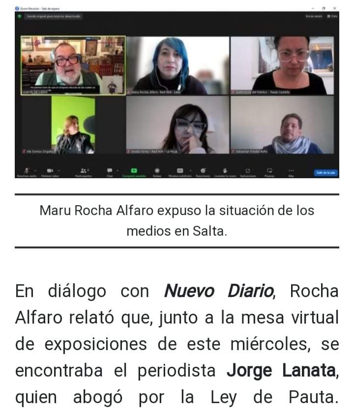 Red PAR (@red_par) on Twitter photo En el marco de la serie de audiencias que organiza la Defensoría del Público, la comunicadora salteña y referente de la Red PAR, Maru Rocha Alfaro, expuso sobre la situación de los medios en la provincia de Salta.
nuevodiariodesalta.com.ar/noticias/te-pu…
<a href="/marurochaa/">Maru Rocha Alfaro</a> En el marco de la serie de audiencias que organiza la Defensoría del Público, la comunicadora salteña y referente de la Red PAR, Maru Rocha Alfaro, expuso sobre la situación de los medios en la provincia de Salta.
nuevodiariodesalta.com.ar/noticias/te-pu…
<a href="/marurochaa/">Maru Rocha Alfaro</a>